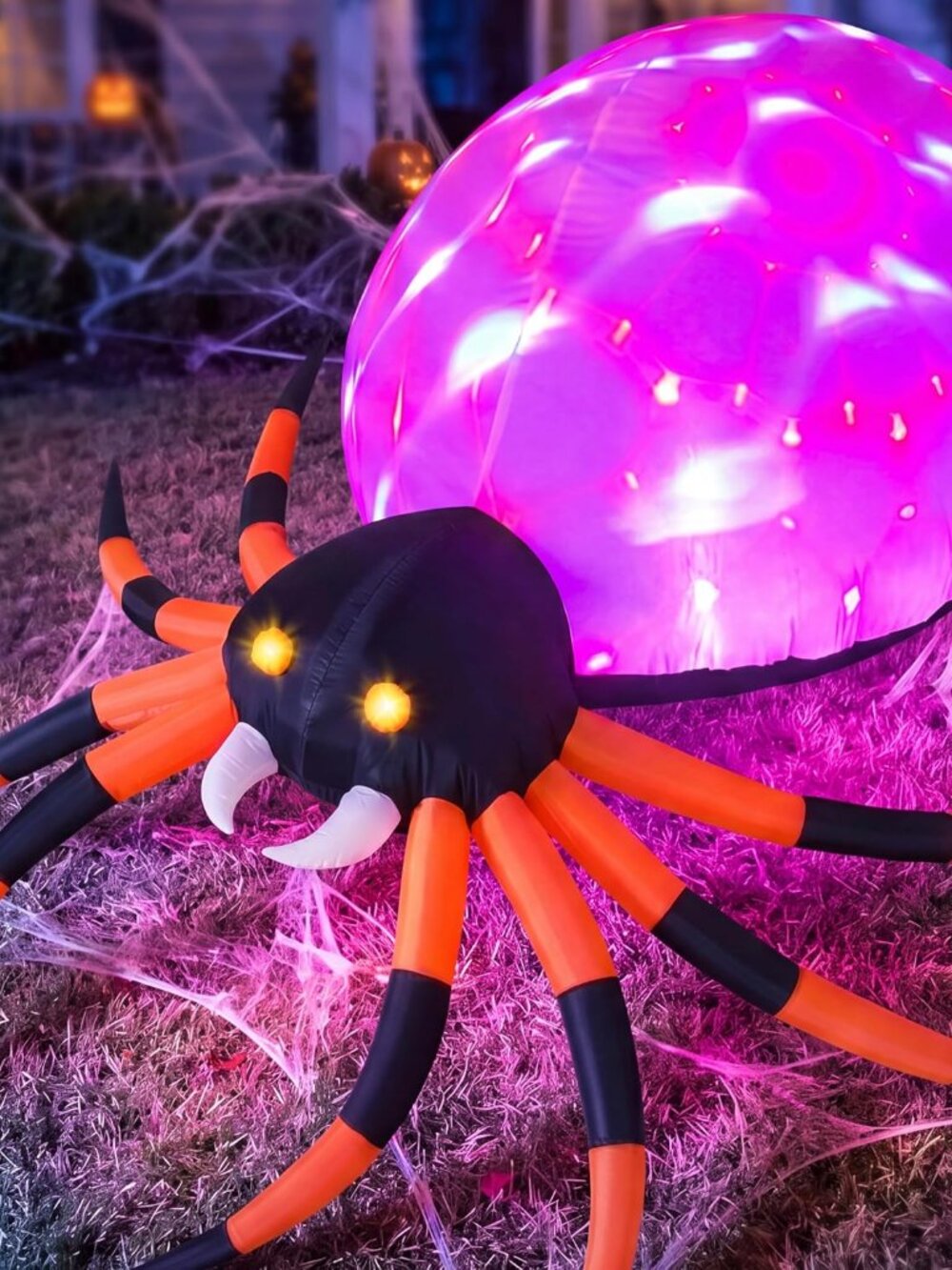 8FT Halloween Inflatable Giant Spider Color Changing LED Yard Decor - Picture 1 of 3